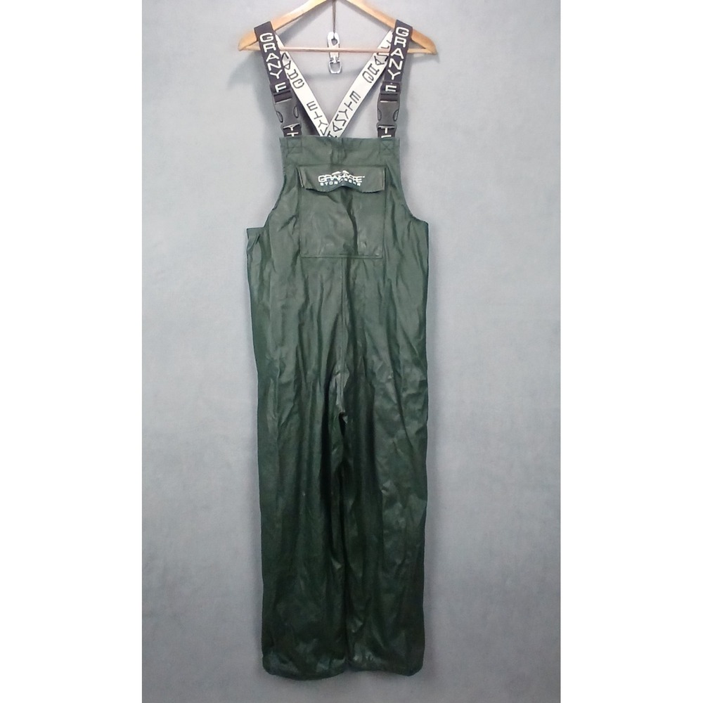 Granyte Storm Gear Rain Bib Overalls Mens Small Dark Green Waterproof PU Coated
